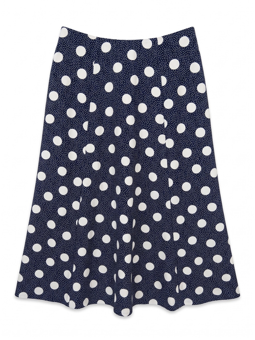 Boden Navy and White Polka Dot A-Line Midi Skirt